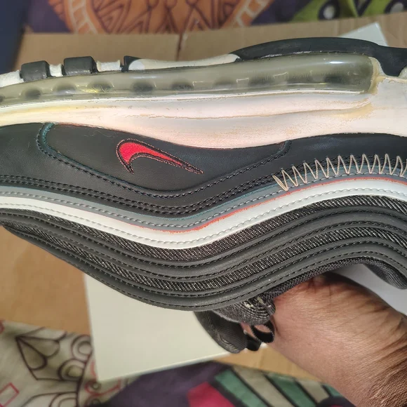 Nike Men's Black Denim Sneakers with Leather,Teal and Rust Accents - Picture 5 of 7